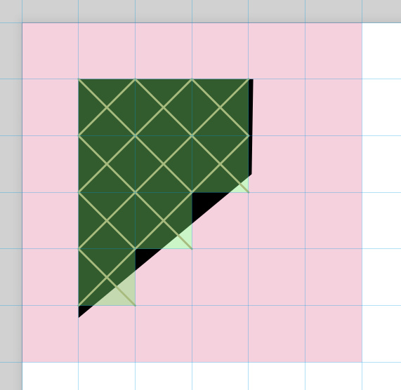 Same image as before, but the fill element has moved. More crosses are build