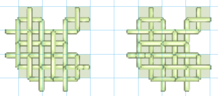 Cross stitch method: dense upright cross