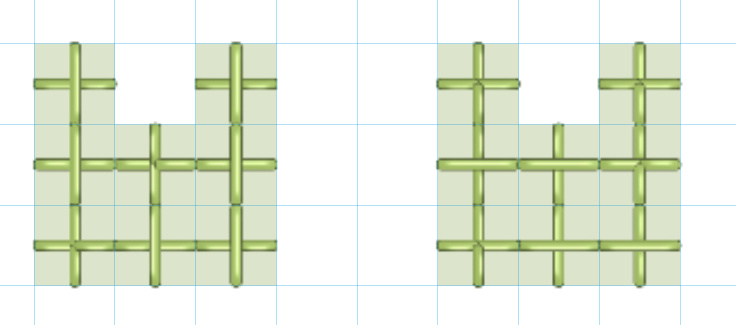 Cross stitch method: upright cross