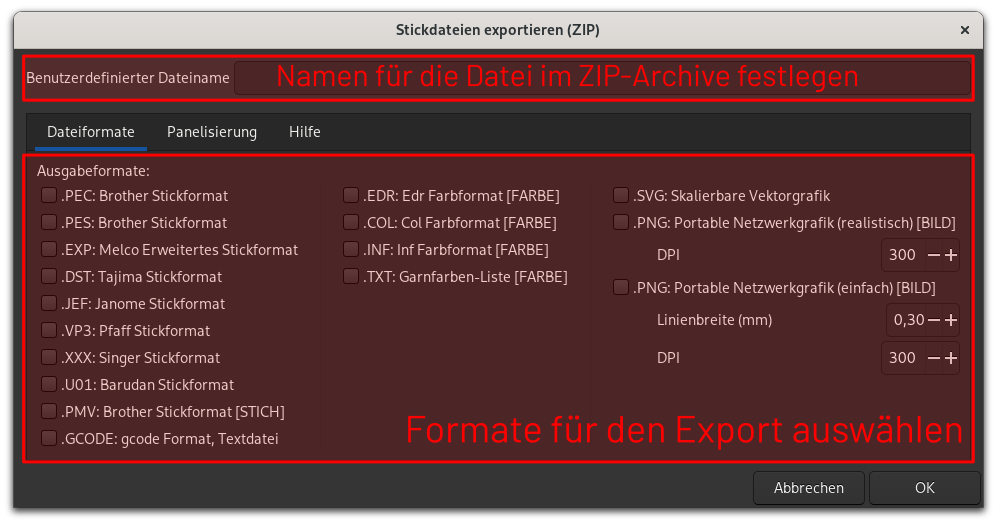 Batch export options