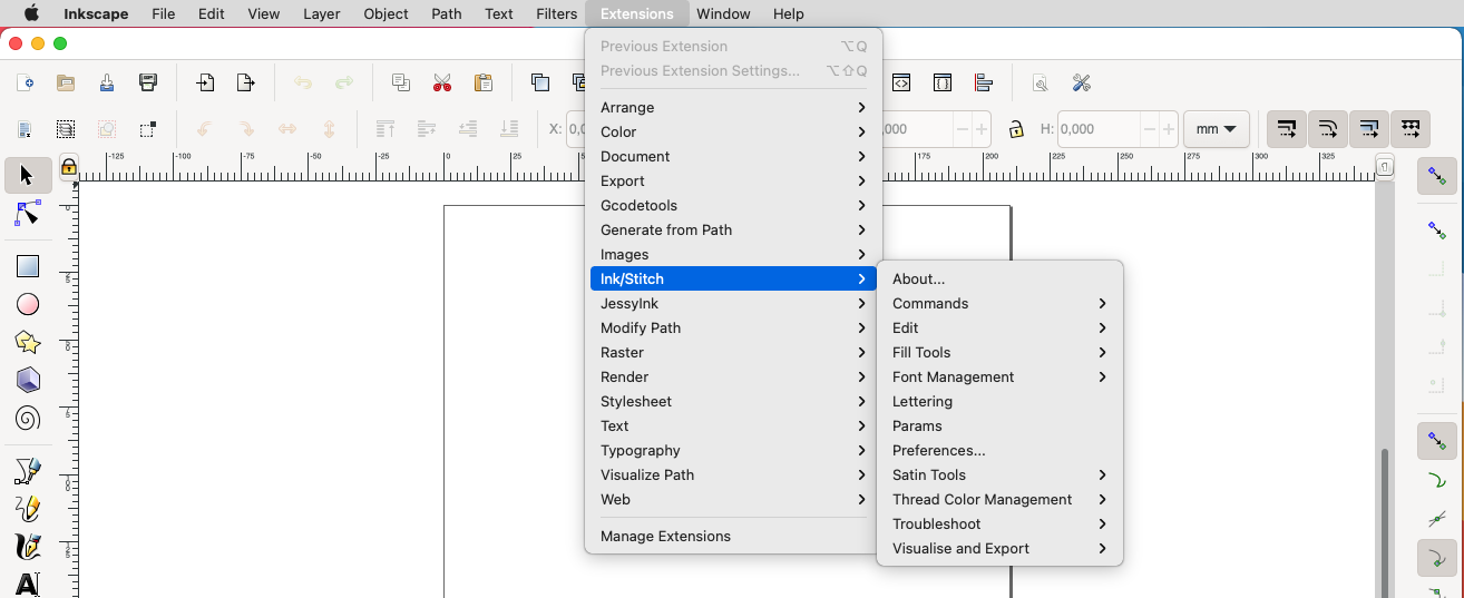 Ink/Stitch menu