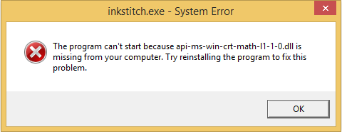 The program can't start because api-ms-win-crt-math-l1-1-1-0.dll is missing from your computer. Try reinstalling the program to fix this problem