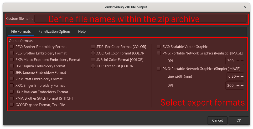 Batch export options