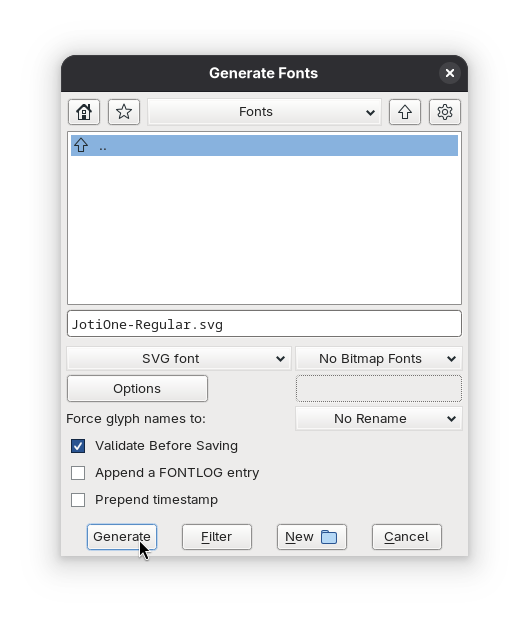 Generate fonts