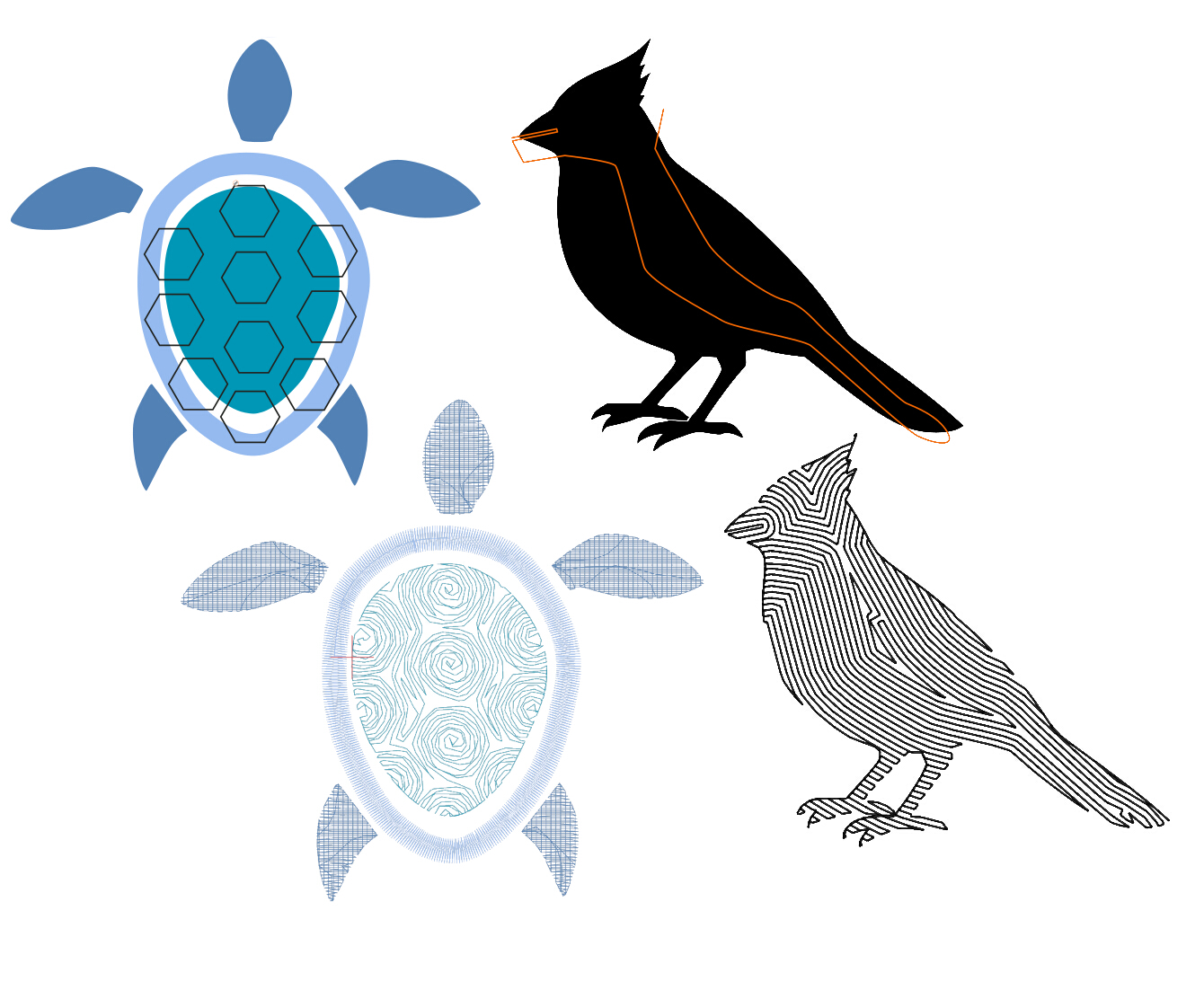 A turtle and a bird using the buffer strategy